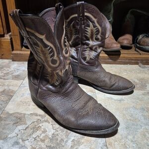 Tony Lama Vintage Aztec Boots Brown Leather Western Cowboy Stockman Size 10.5